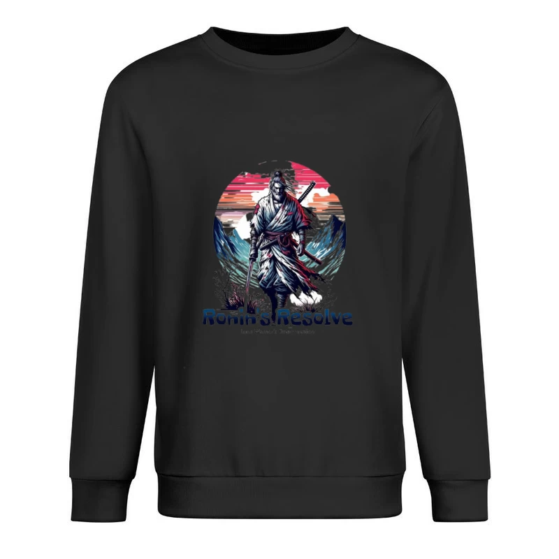 Lone Ronin's Resolve Against Mountain Sunset Male Pullover Sweatshirt