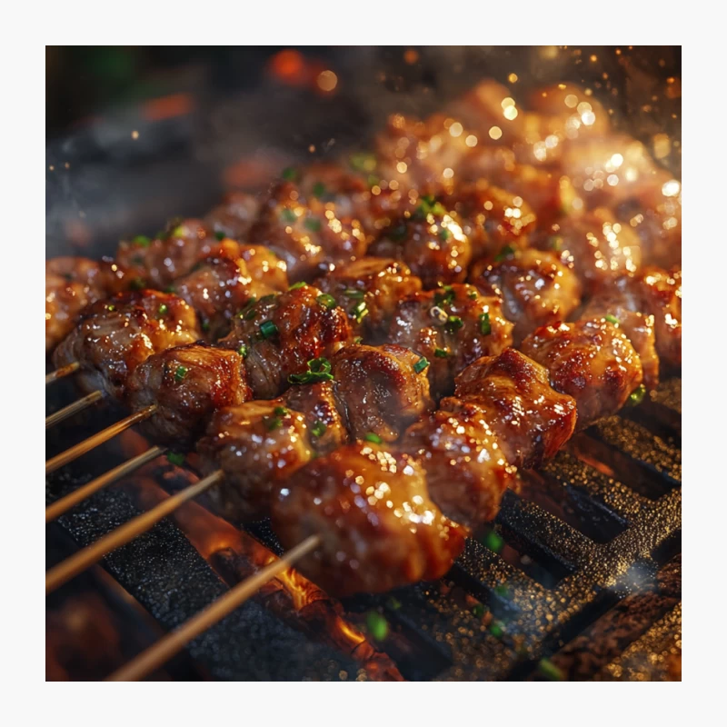 Sizzling Savory Meat Skewers on the Grill Pin