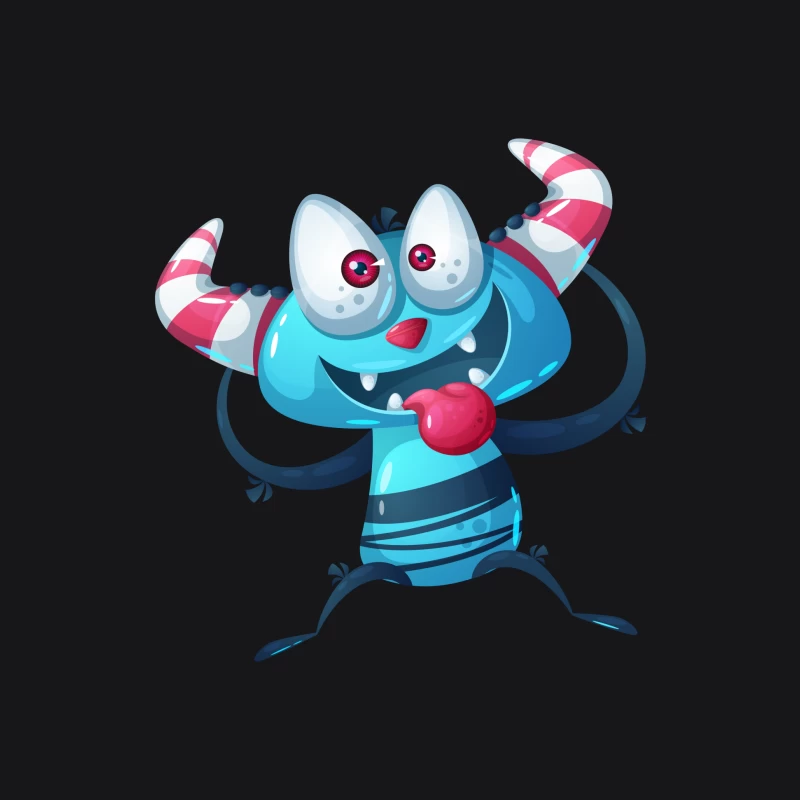 Monstre amusant bleu avec cornes rayées Homme Sweat à capuche