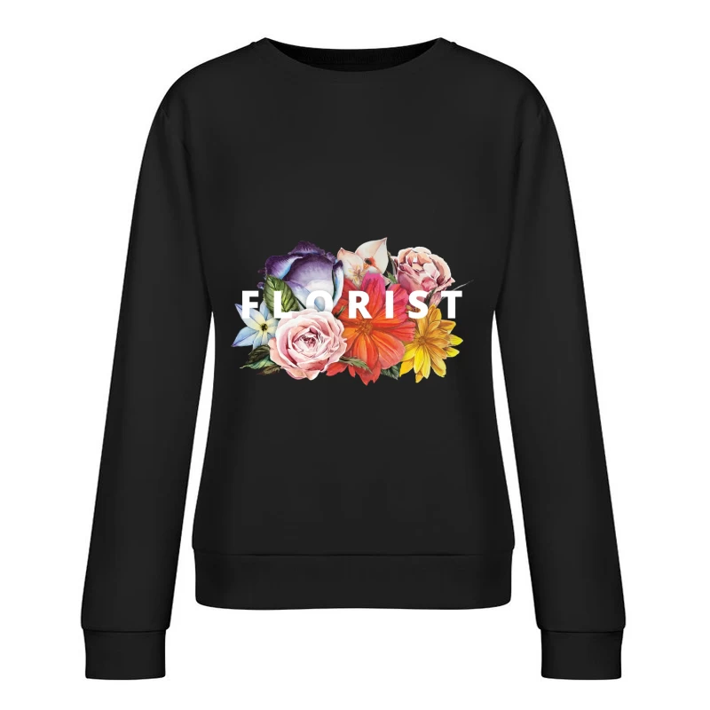 Floraler Schriftzug Damen Pullover Sweatshirt