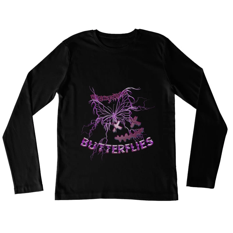 Elektrisches Schmetterlingsdesign Damen Langarm T-Shirt