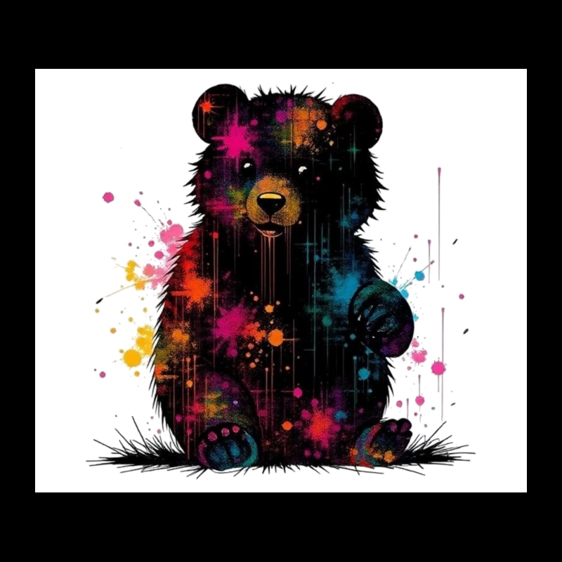 Cosmic Watercolor Teddy Bear Art Tapestry