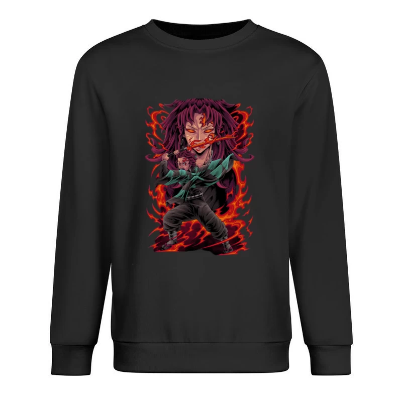 Feuerkrieger mit Flammenschwert Herren Pullover Sweatshirt
