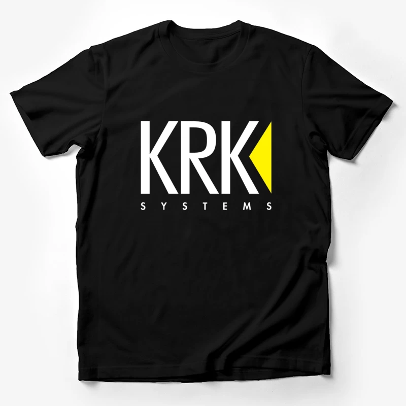 KRK Systems Minimalist Logo Design with Yellow Accent Male T-Shirt