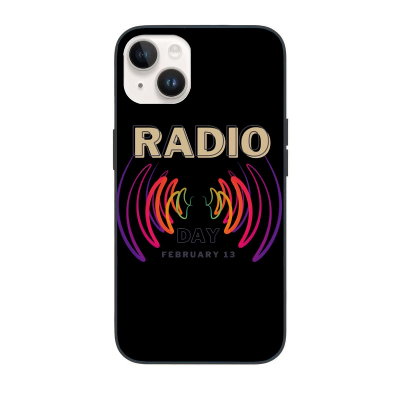 Radio Day – Vibrant Soundwave Celebration iPhone Case