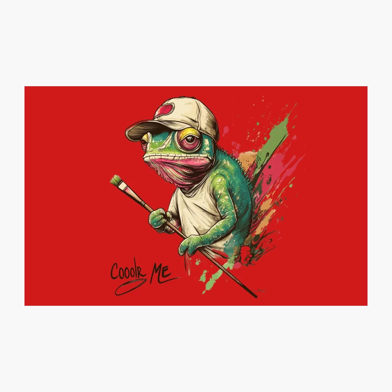 Artistic Frog: Surreal Anthropomorphic Painter in Baseball Cap Travel Mug