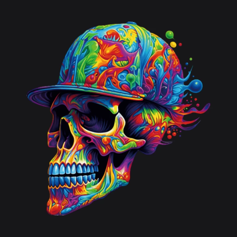Psychedelischer Totenschädel mit Baseballkappe Damen Pullover Hoodie