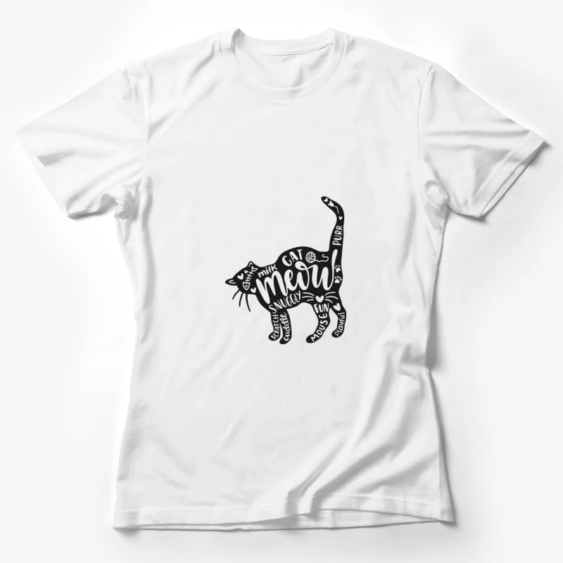 Illustration artistique de chat avec texte Femme T-Shirt