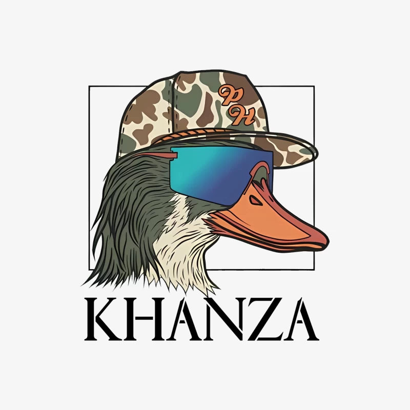 Urban Duck Logo with Camo Hat and Sunglasses - Khanza Mascot Design Female Pullover Sweatshirt