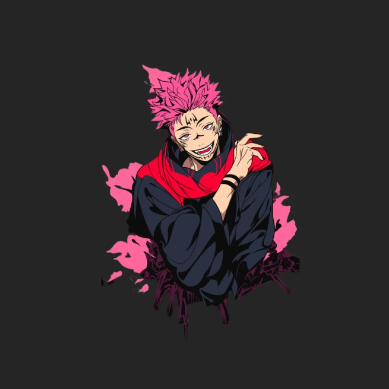 Anime-Charakter mit pinken Haaren und schwarzem Outfit Herren Pullover Sweatshirt