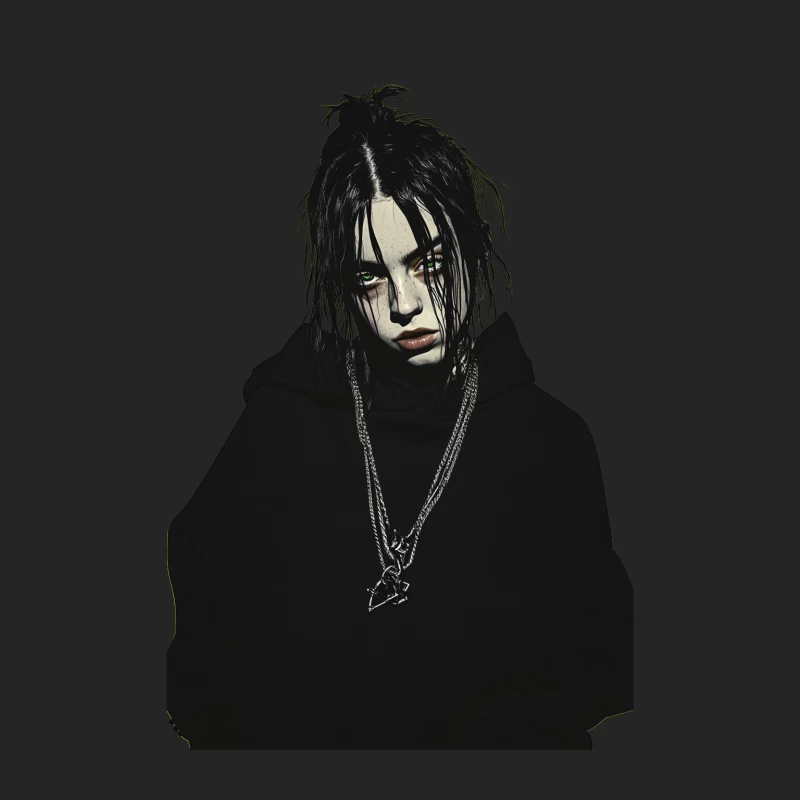 Moody Goth Portrait with Dark Hair and Chains Female Pullover Sweatshirt