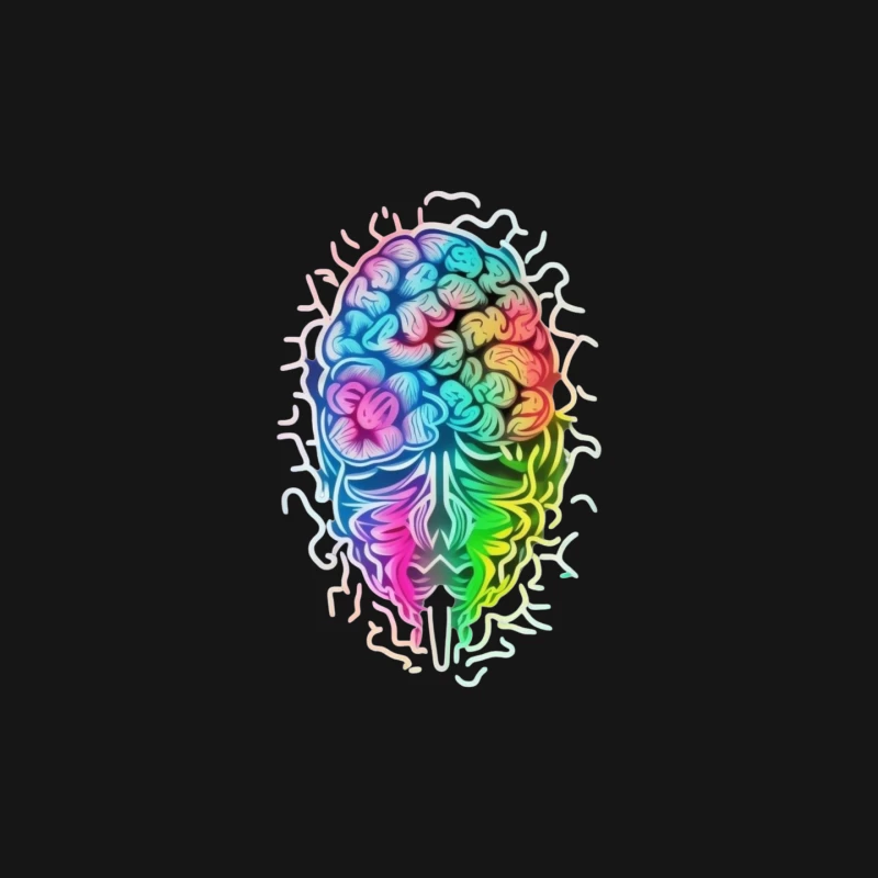 Rainbow Psychedelic Brain Illustration Mouse Pad