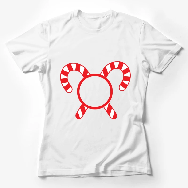 Canne de Noël avec cercles rouges Femme T-Shirt
