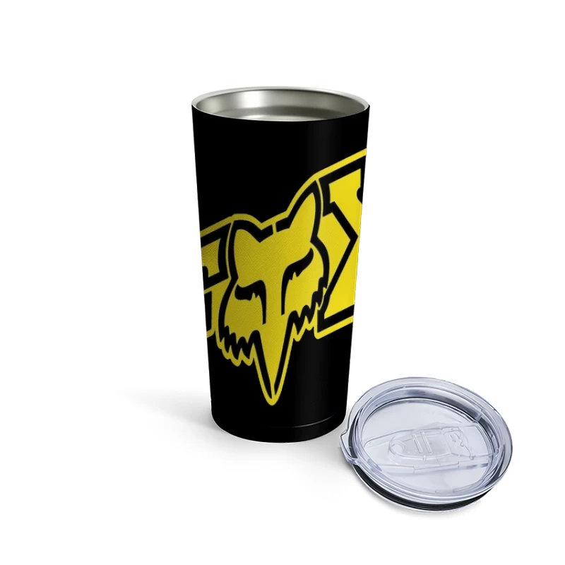 Fox Racing Yellow and Black Sports Brand Logo Travel Mug