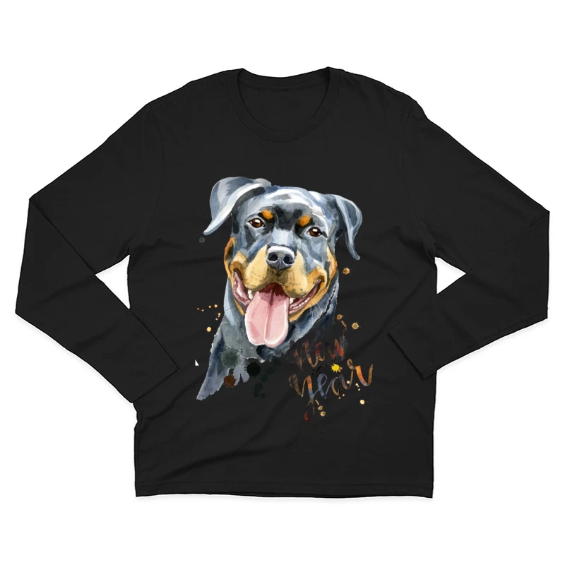 Peinture de chien pour le Nouvel An Homme Manches Longues T-Shirt