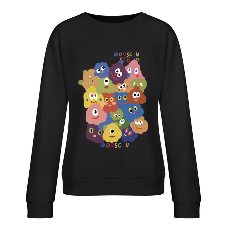 Bunte Cartoon-Gesichter Collage Damen Pullover Sweatshirt