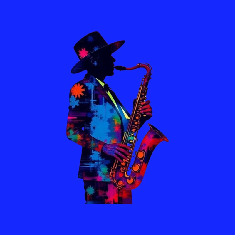 Colorful Saxophonist Silhouette Mouse Pad