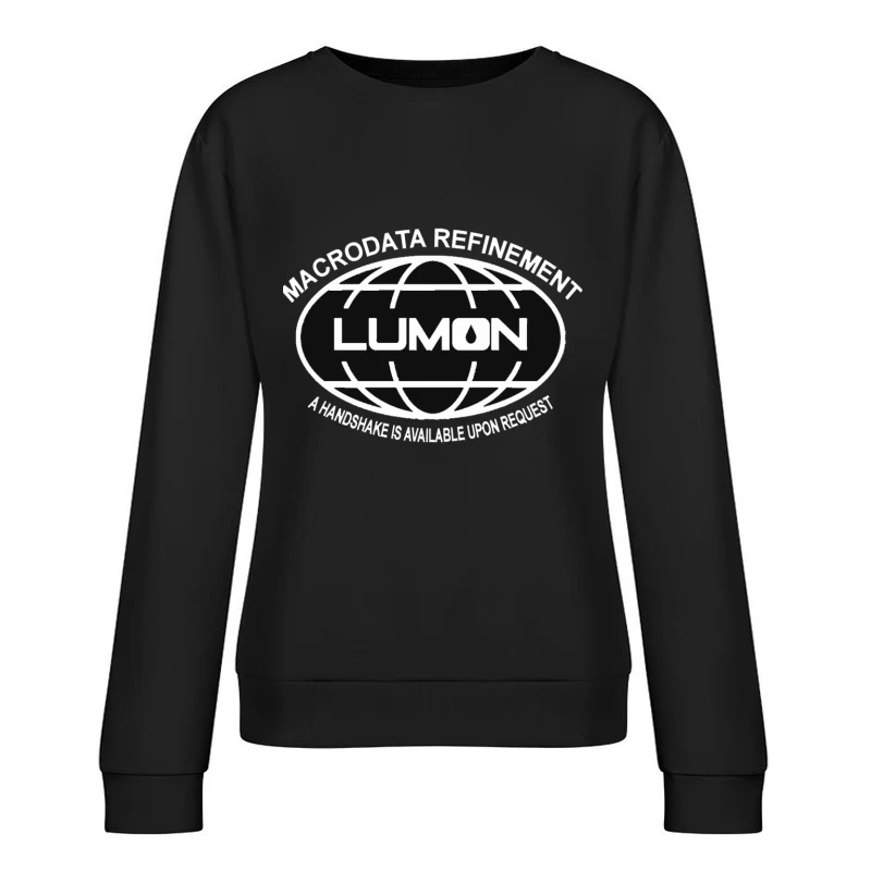 Lumon Industries Retro Corporate Globe Logo Female Pullover Sweatshirt