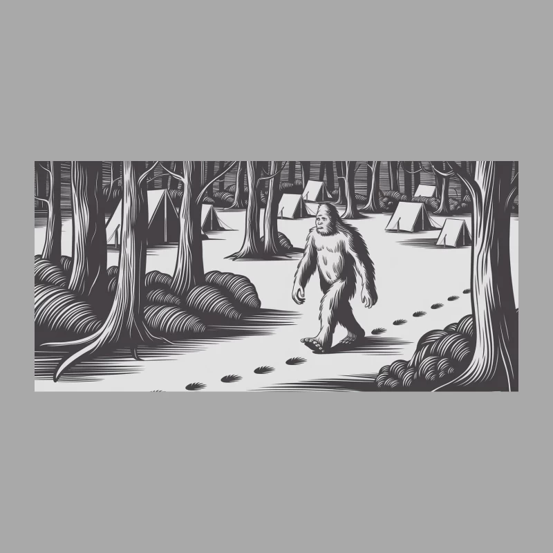 Mysterious Bigfoot Sighting in Forested Campground Female Pullover Hoodie