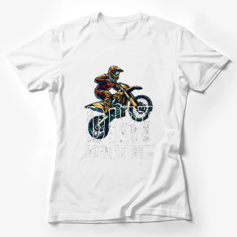 Dynamic Motocross Rider Illustration in Action Female T-Shirt