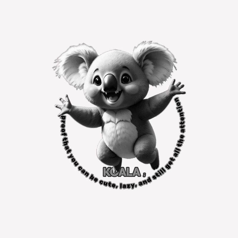 Cute Animated Koala Showing Joy and Attention Male T-Shirt