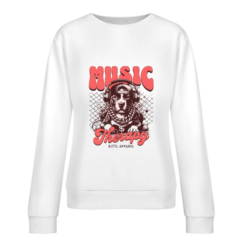 Design de chien avec écouteurs en thérapie musicale Femme Sweat-shirt à enfiler