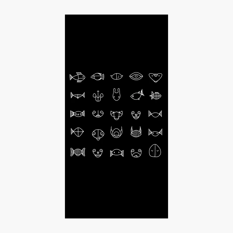Simple Faces and Fish Animal Sketch Icons iPhone Case