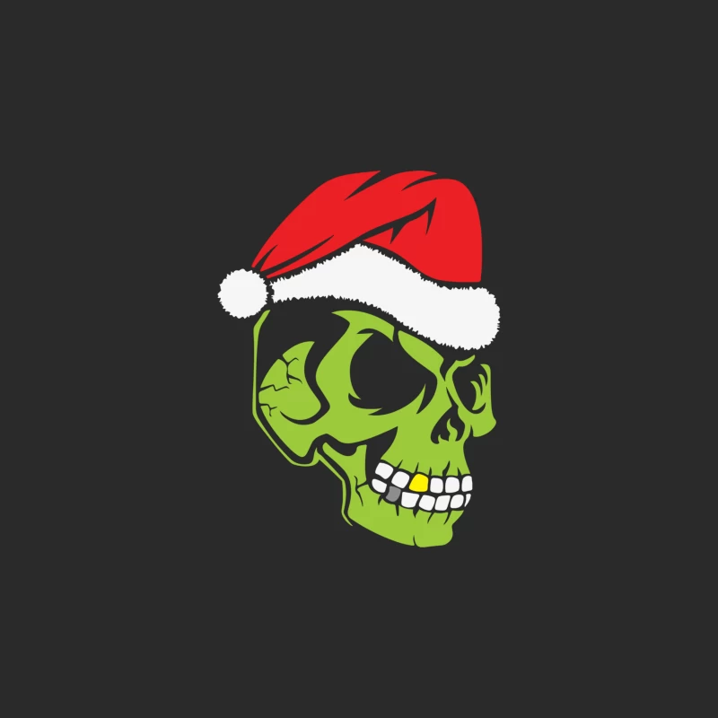 Gold Tooth Green Skull Santa Hat Christmas Baseball Cap
