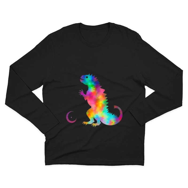 Rainbow Watercolor T-Rex Silhouette Male Long Sleeve T-Shirt