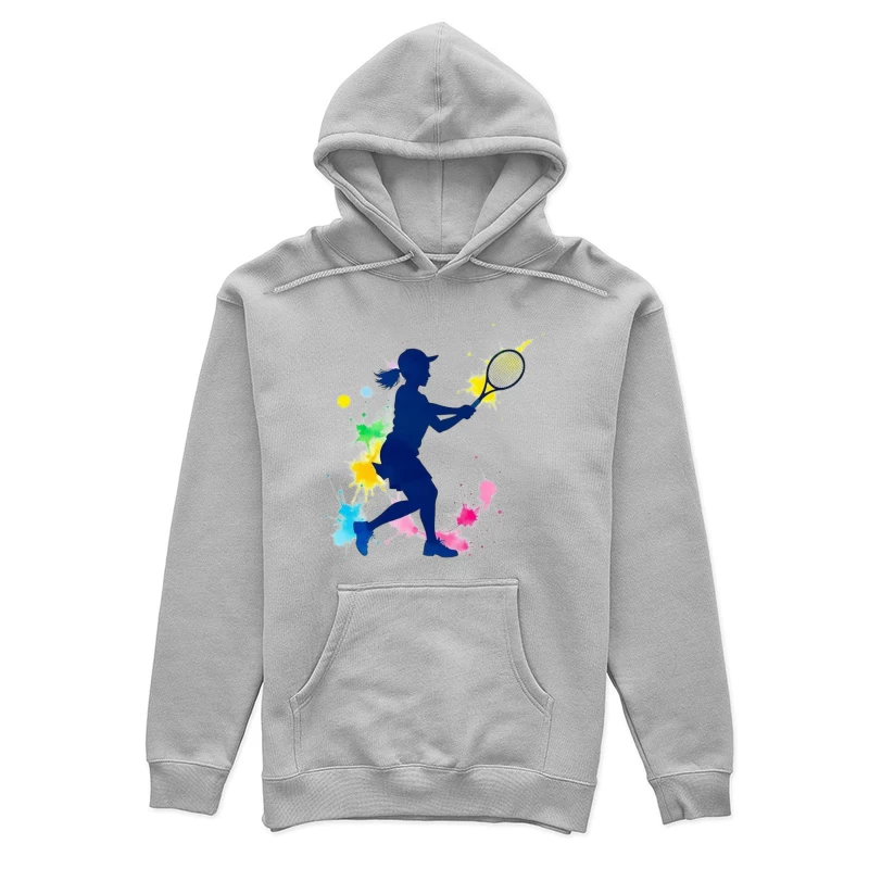 Silhouette of a Female Tennis Player Female Pullover Hoodie