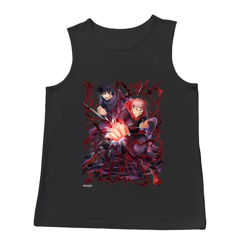 Energische Anime-Kämpfer mit roter Aura Herren Tanktops