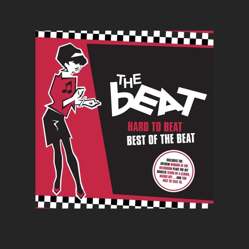 "Hard to Beat: Best of The Beat" Ska Music Album Cover with Red and Black Design Male Pullover Sweatshirt