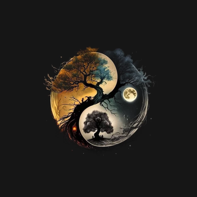 Yin Yang Tree Art Male Long Sleeve T-Shirt