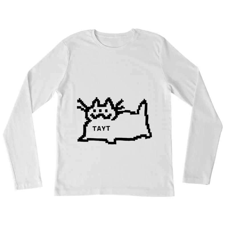 Pikselkunst Katze mit Name Damen Langarm T-Shirt