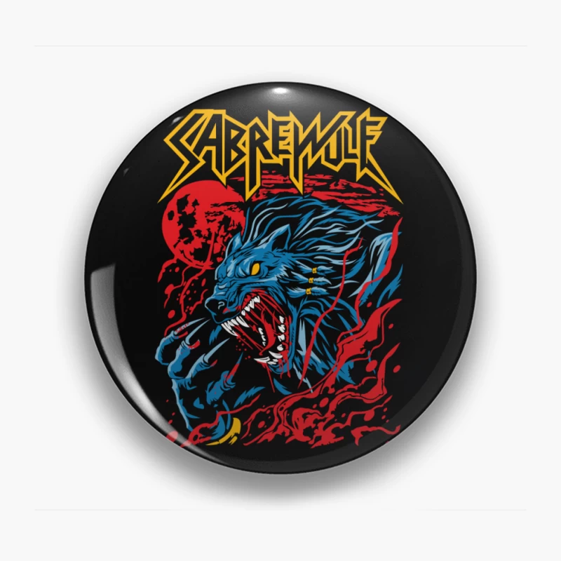 Sabrewulf Graphic Art Illustration Pin