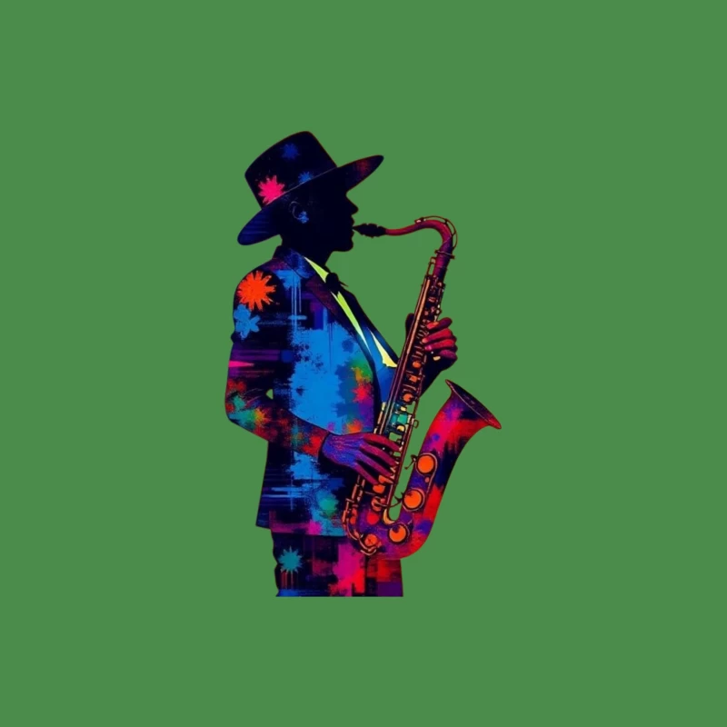 Colorful Saxophonist Silhouette Male T-Shirt