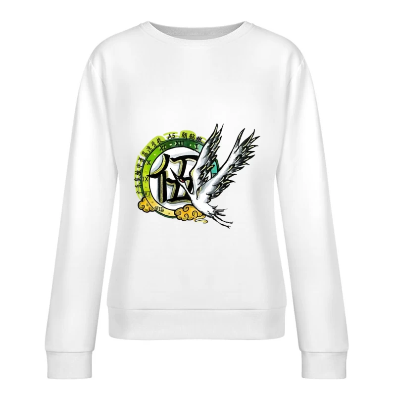 Kranich und Zeitreise Damen Pullover Sweatshirt