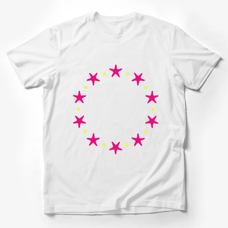 Cercle de étoiles roses avec points jaunes Homme T-Shirt