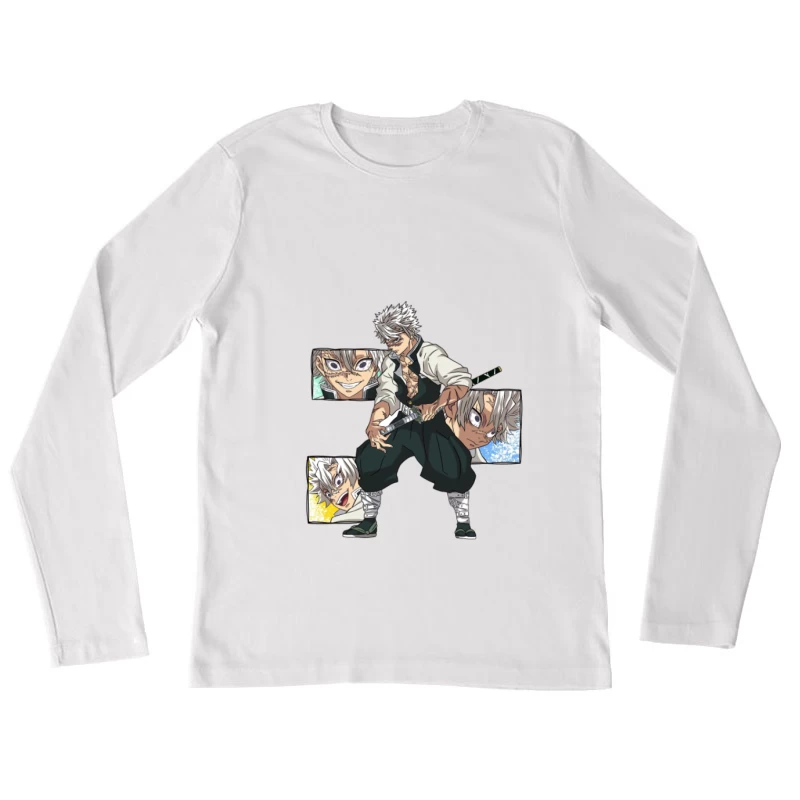 Personnage de Manga avec Épée Femme Manches Longues T-Shirt