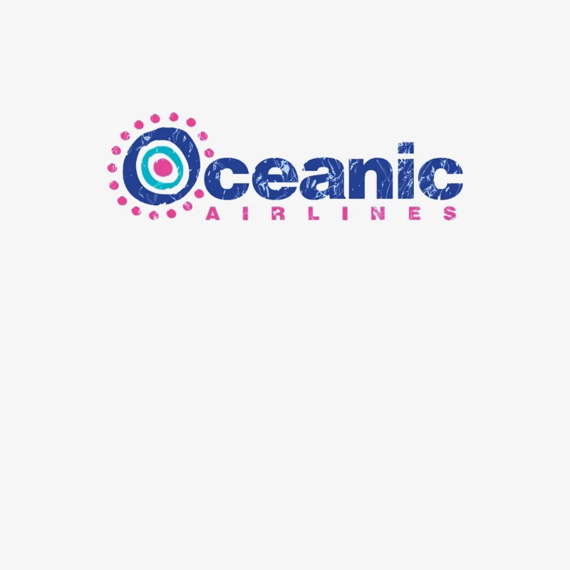 Oceanic Airlines Vintage-Style Logo Design with Blue and Pink Color Scheme Male Long Sleeve T-Shirt