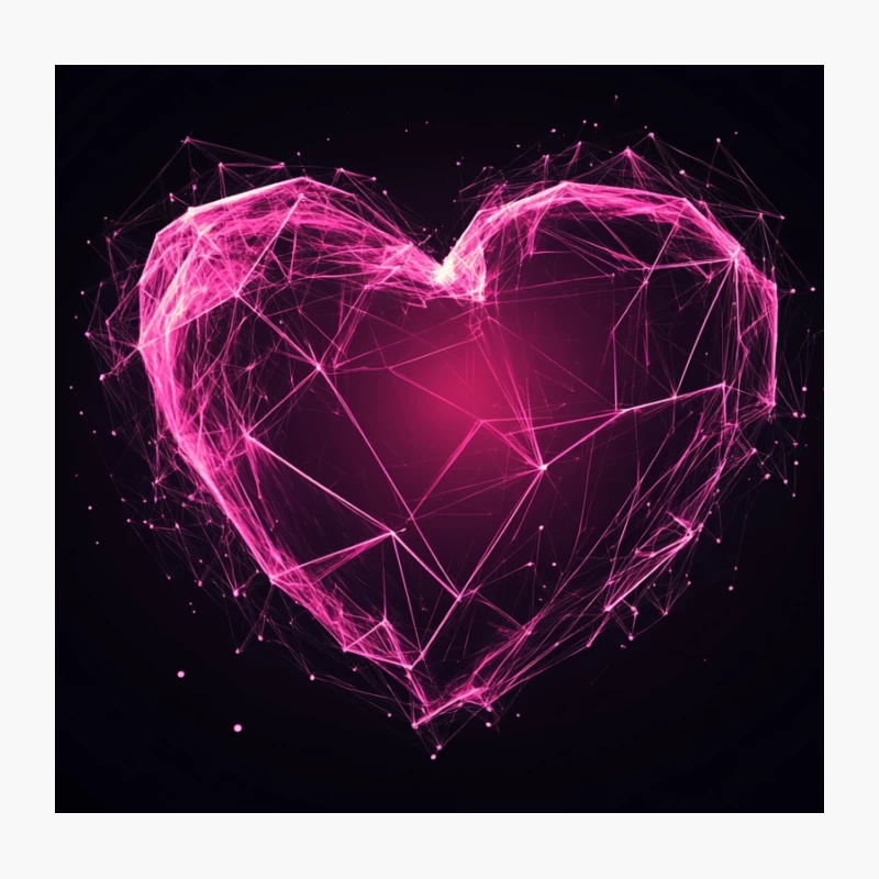 Pink Geometric Heart: Digital Love in Abstract Technology Throw Pillow