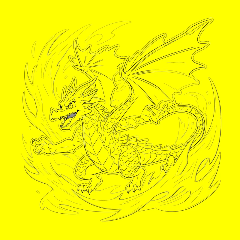 Fiery Dragon Illustration Throw Pillow