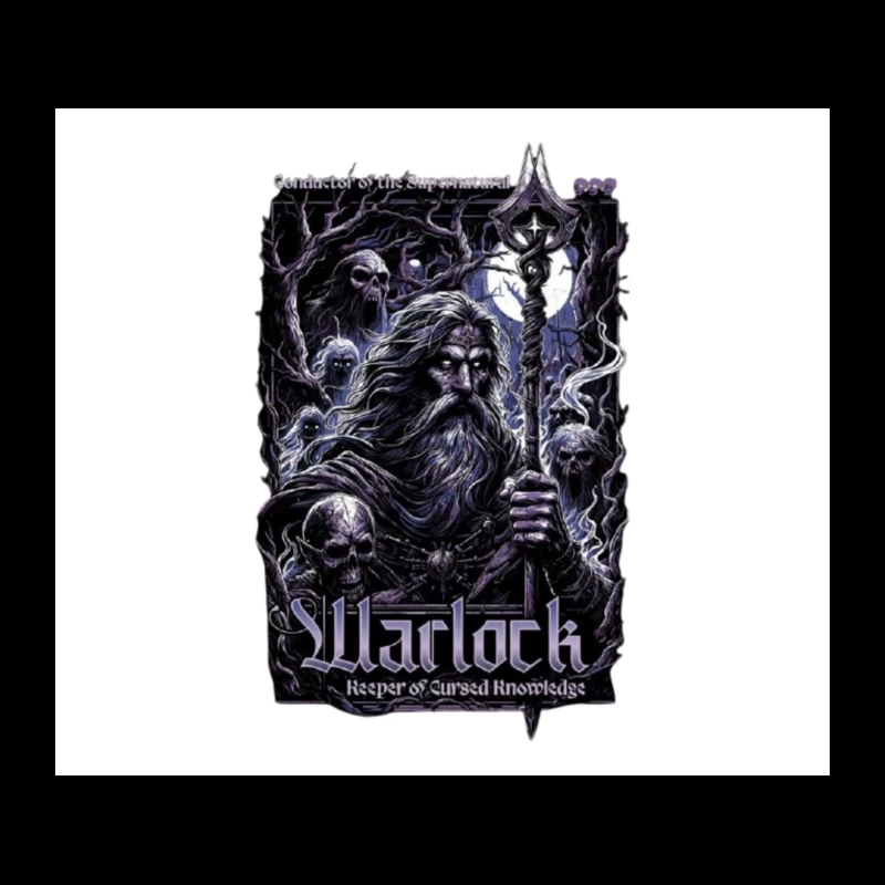 Dark Wizard with Staff Among Skulls - Gothic Fantasy Art Tapestry