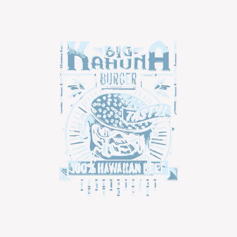 Big Kahuna Hawaiian Burger Retro Blue Illustration Female T-Shirt