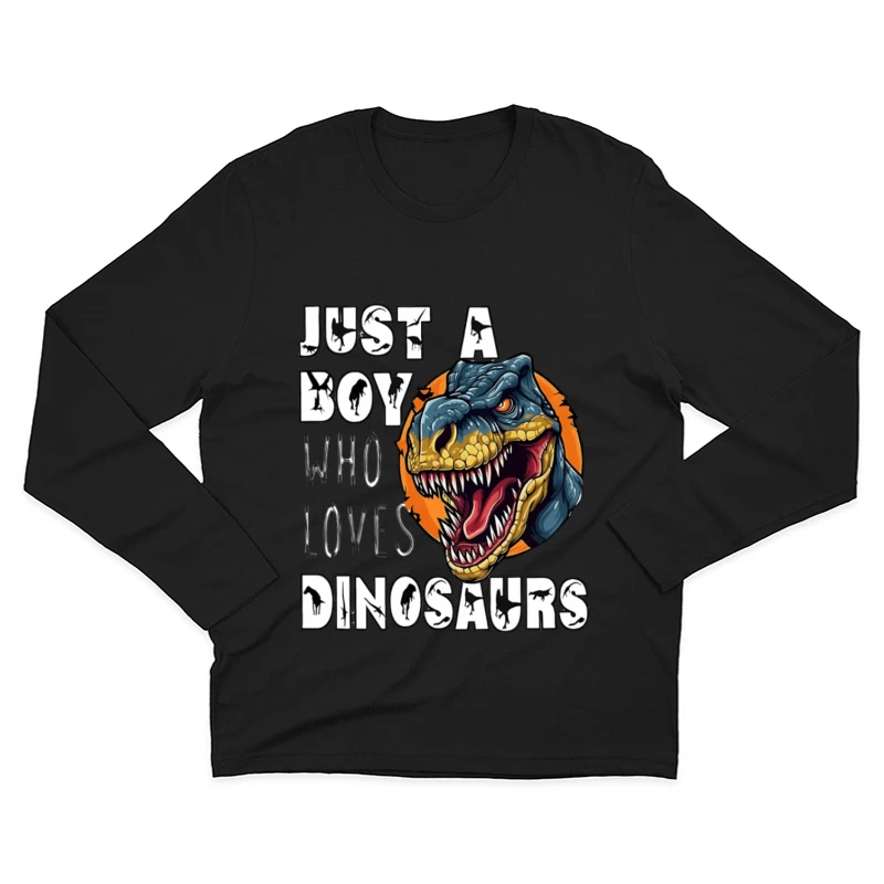 Ein Junge, der Dinosaurier liebt Herren Langarm T-Shirt