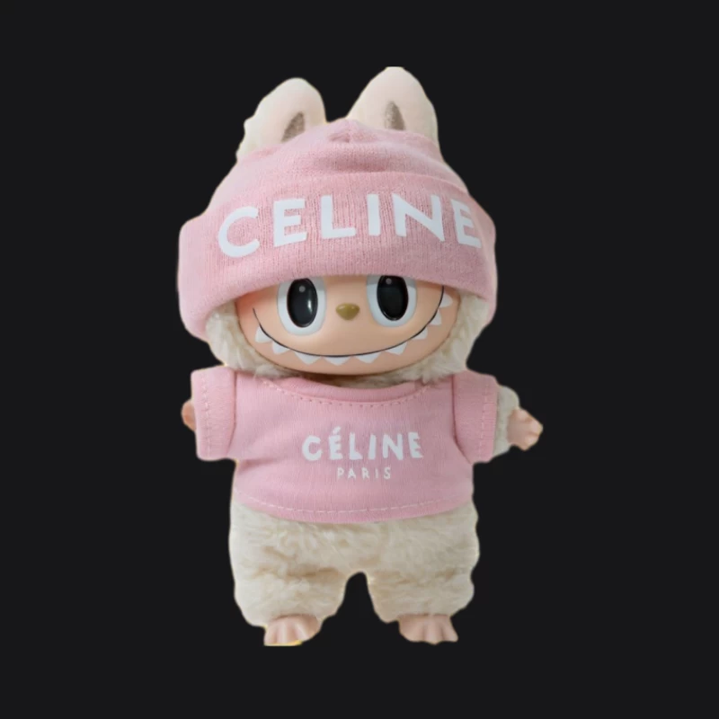 Kuscheltier mit rosa Outfit von Celine Herren Pullover Hoodie
