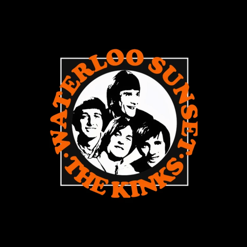 Vintage The Kinks Band Album Cover with Orange Text Pin