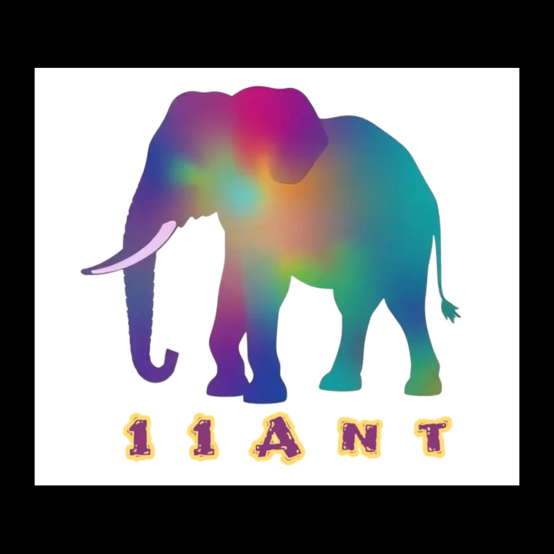 Rainbow Gradient Elephant Silhouette with "11ANT" Text Tapestry