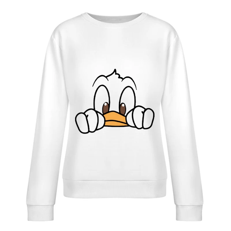 Niedliche Ente schaut hervor Damen Pullover Sweatshirt