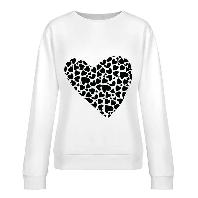 Cœur composé de petits cœurs noirs Femme Sweat-shirt à enfiler